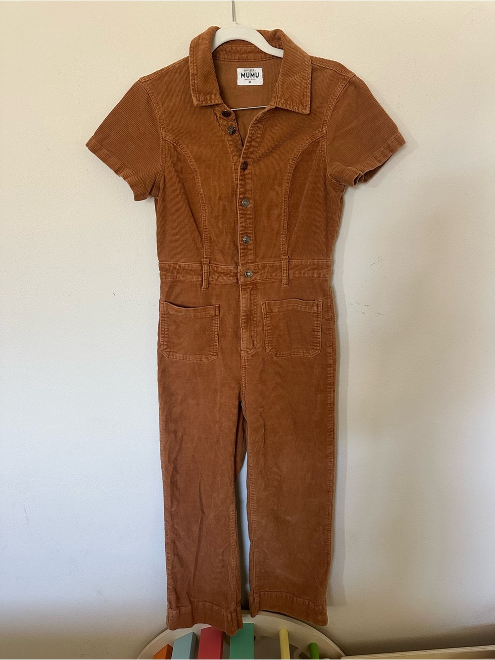 Show Me Your Mumu Corduroy Short Sleeve Jumpsuit in Brown